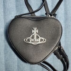 Vivienne Westwood Black Heart Bag with Silver Logo